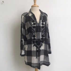 Plaid embroidered tunic- free people